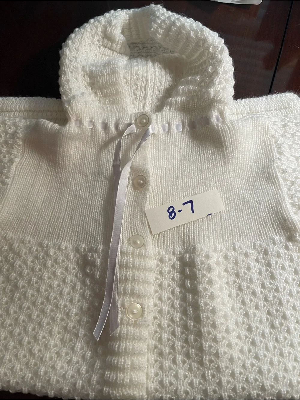 Vintage Handmade Crochet Baby Gown Size 0-9mo